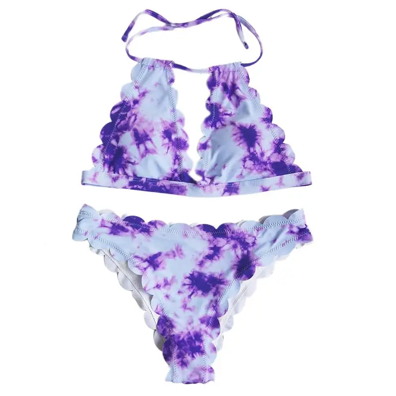 Women Sexy Bikini Set Leoprd Tie-Dye Swimsuit Halter Hollow Scalloped Beachwear 
Women Sexy Bikini Set Leoprd Tie-Dye Swimsuit Halter Hollow Scalloped Beachwear