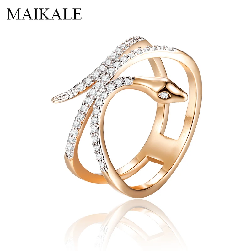 MAIKALE Unique Design Luxury Snake Rings AAA Zirconia Cobra Finger Ring Gold Silver Color Big Rings for Women Punk Party Jewelry
MAIKALE Unique Design Luxury Snake Rings AAA Zirconia Cobra Finger Ring Gold Silver Color Big Rings for Women Punk Party Jewelry
