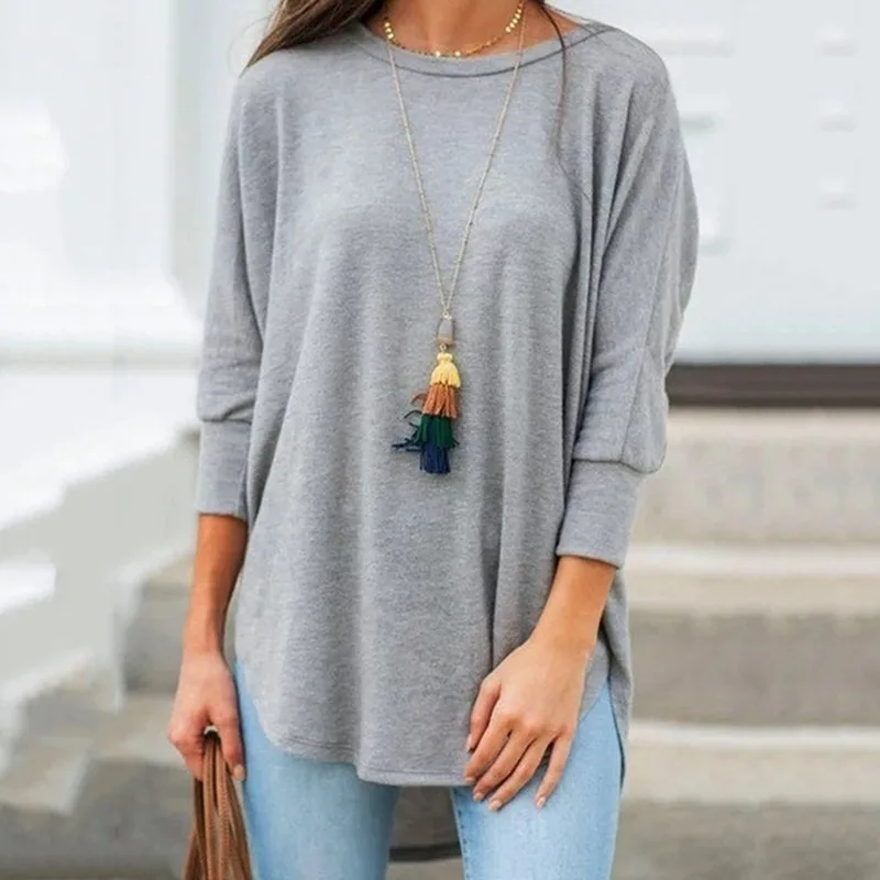 Spring Women Loose T Shirt Irregular Hem Casual Top Round Neck Female Long Sleeves Solid Color T Shirt
Spring Women Loose T Shirt Irregular Hem Casual Top Round Neck Female Long Sleeves Solid Color T Shirt