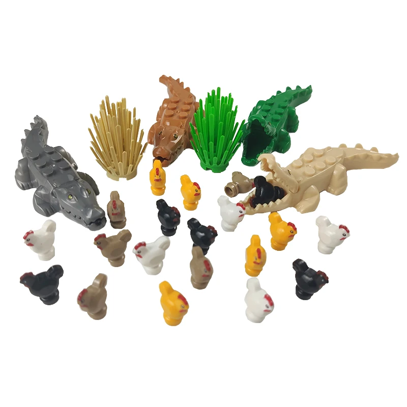 Игрушки MOC для детей животные зоопарк ферма крокодил собака динозавр свинья