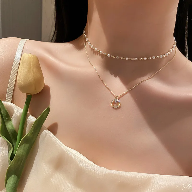 Double Layer Flashing Diamond Pendant Necklace Women Beads Choker Gold Color Party Necklaces Exquisite Jewelry
Double Layer Flashing Diamond Pendant Necklace Women Beads Choker Gold Color Party Necklaces Exquisite Jewelry