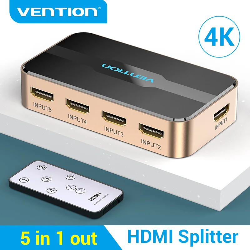 HDMI коммутатор Vention 4K 5 в 1 выход для XBOX 360 PS4 Smart Android HDTV ПК HDR 5-портовый сплиттер