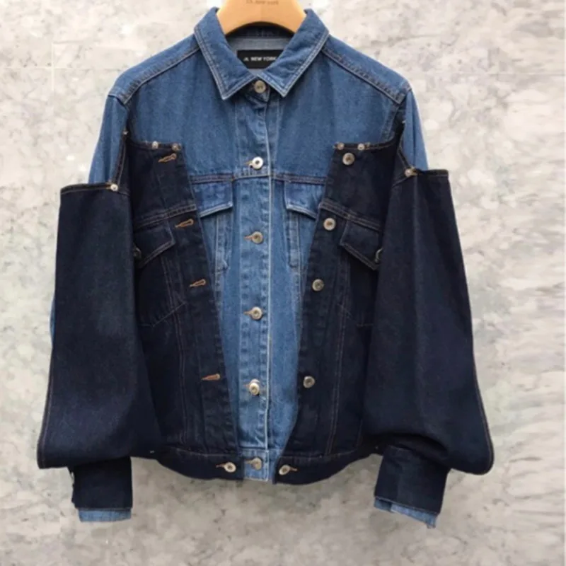 Denim Patchwork Coat Women Autumn New Korean Loose Single Breasted Silhouette Fashion Fried Street Jackets Trend U396
Denim Patchwork Coat Women Autumn New Korean Loose Single Breasted Silhouette Fashion Fried Street Jackets Trend U396