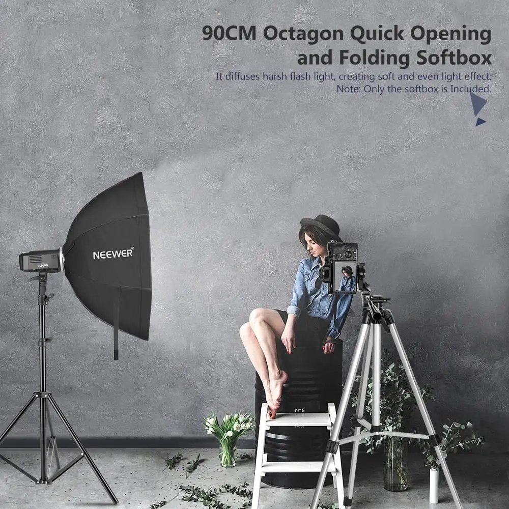 Neewer 36 Inches Octagon Quick Collapsible Softbox with Bowens Mount, Removable Diffusers and Grid, Quick Folding Softbox
Neewer 36 Inches Octagon Quick Collapsible Softbox with Bowens Mount, Removable Diffusers and Grid, Quick Folding Softbox
