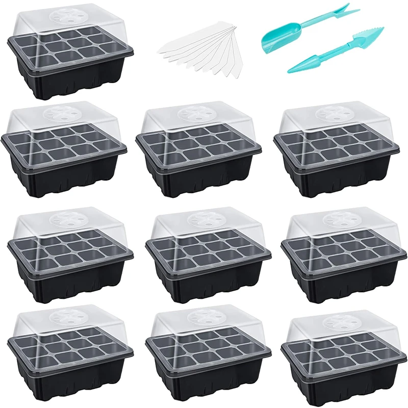 10 Pcs Seed Starter Trays Nursery Pots Seedling Tray Humidity Adjustable Switch Garden Decor Accessories 12 Cells Per Tray
10 Pcs Seed Starter Trays Nursery Pots Seedling Tray Humidity Adjustable Switch Garden Decor Accessories 12 Cells Per Tray