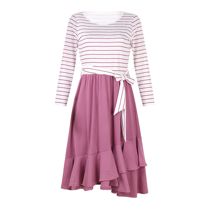 2021 Spring New Popular European and American Stripe Long Sleeve Stitching Lace Up Casual Irregular Dress for Women Dresses
2021 Spring New Popular European and American Stripe Long Sleeve Stitching Lace Up Casual Irregular Dress for Women Dresses