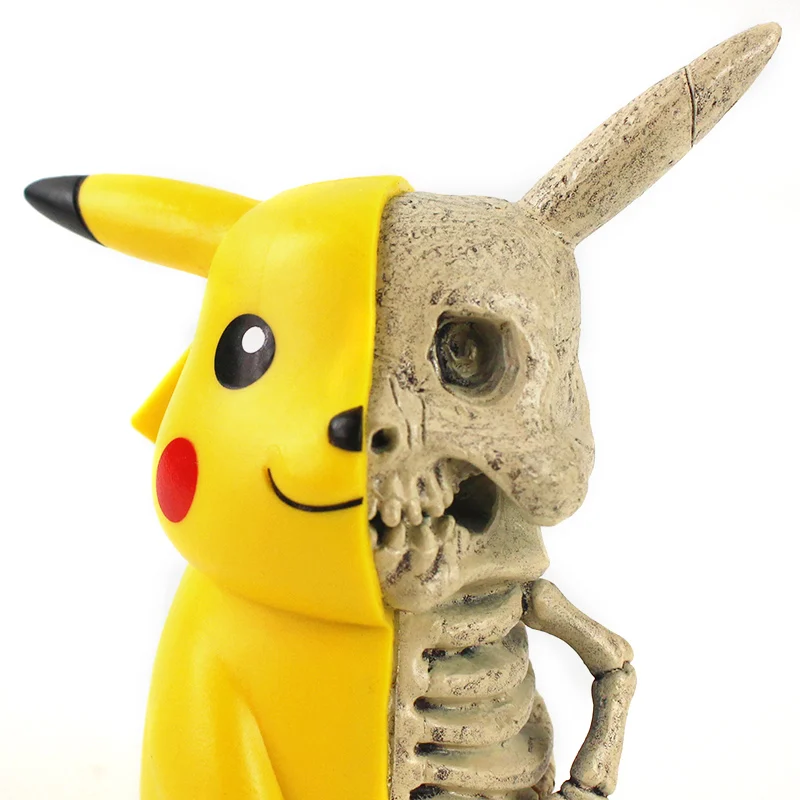 Аниме TAKARA TOMY 11 см Забавный Скелет Череп Пикачу ПВХ экшн-фигурка Коллекционная