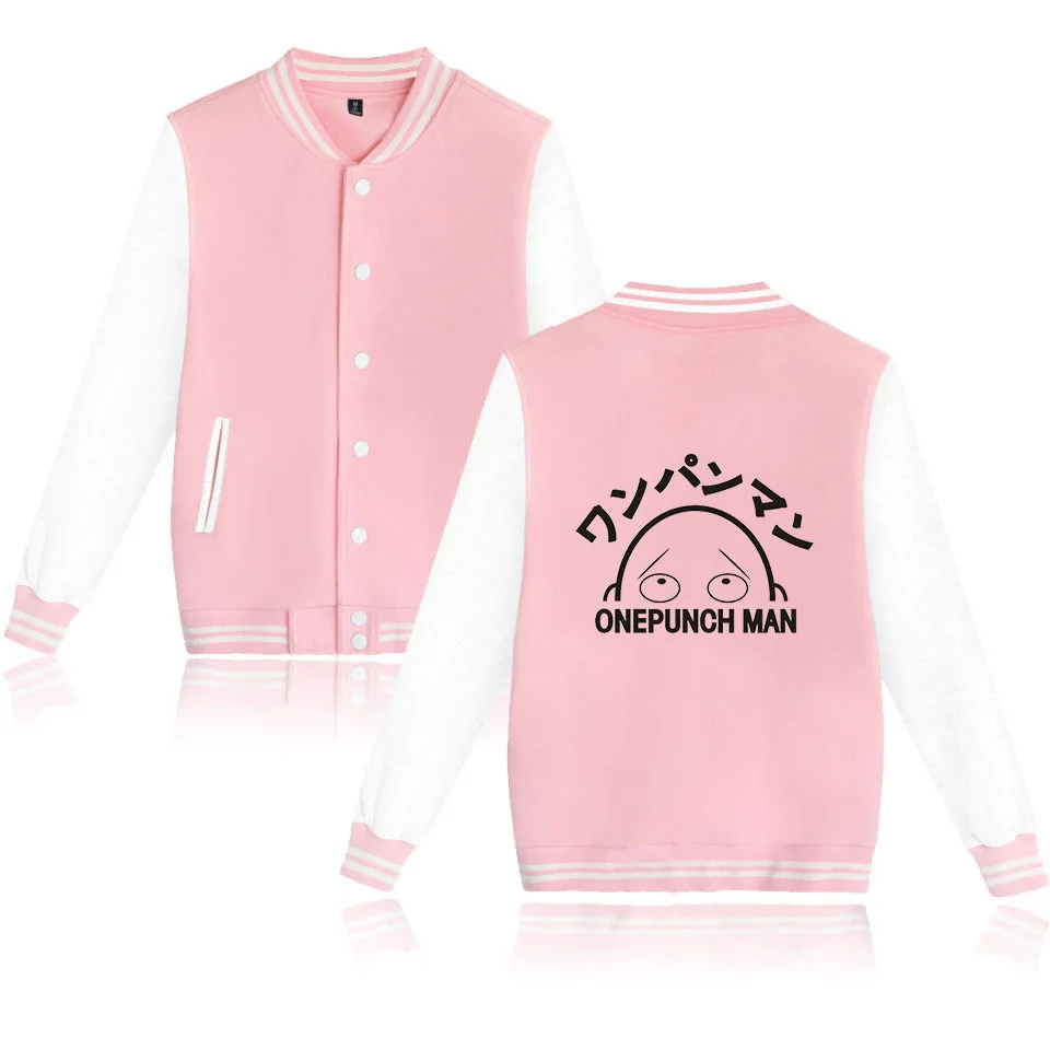Anime One Punch Man College Baseball Uniform Fleece Jacket Women Men Streetwear Hip Hop Long Sleeve Pink Hoodie Sweatshirts
Anime One Punch Man College Baseball Uniform Fleece Jacket Women Men Streetwear Hip Hop Long Sleeve Pink Hoodie Sweatshirts