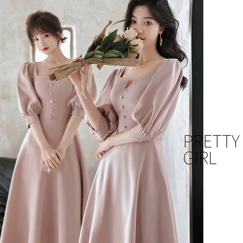 Robe De Soriee новые розовые атласные платья свидетельницы Чай Длина Рубашка с