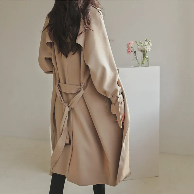 Autumn Women's Windbreaker Double-Breasted Lapel Office Ladies Trench Jacket Solid Color Over The Knee Coat
Autumn Women's Windbreaker Double-Breasted Lapel Office Ladies Trench Jacket Solid Color Over The Knee Coat