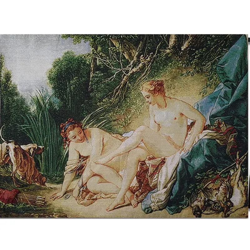 

Jacquard Belgian Tapestry Wall Decoration European Style Tapestry House Luxury Ornament Art Diana Resting after her Bath 58*78cm