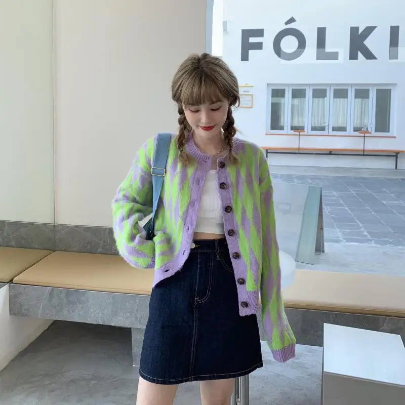 Women Sweater Cardigan Winter Diamond Pattern Cashmere Top Casual Cardigans Chic Korean Fashion Winter Knit Jacket sueters mujer
Women Sweater Cardigan Winter Diamond Pattern Cashmere Top Casual Cardigans Chic Korean Fashion Winter Knit Jacket sueters mujer