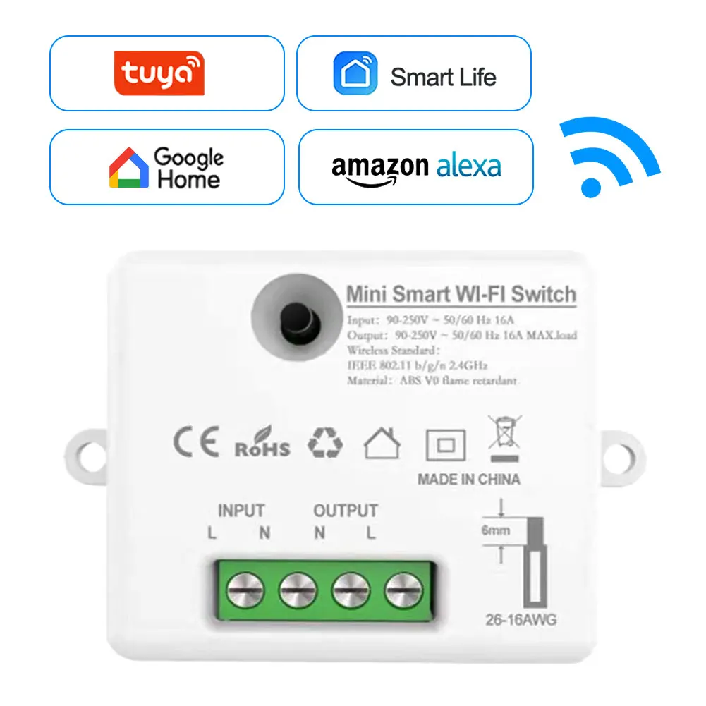 CBE Tuya 16A Mini Smart WiFi Switch Remote Control Works with Alexa Google Home Smart Home Smart Life APP
CBE Tuya 16A Mini Smart WiFi Switch Remote Control Works with Alexa Google Home Smart Home Smart Life APP