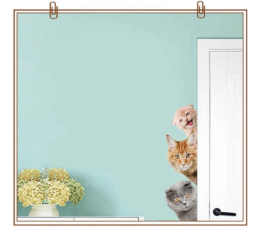 3D Наклейка на стену с изображением собак и кошек забавная наклейка дверь окно
