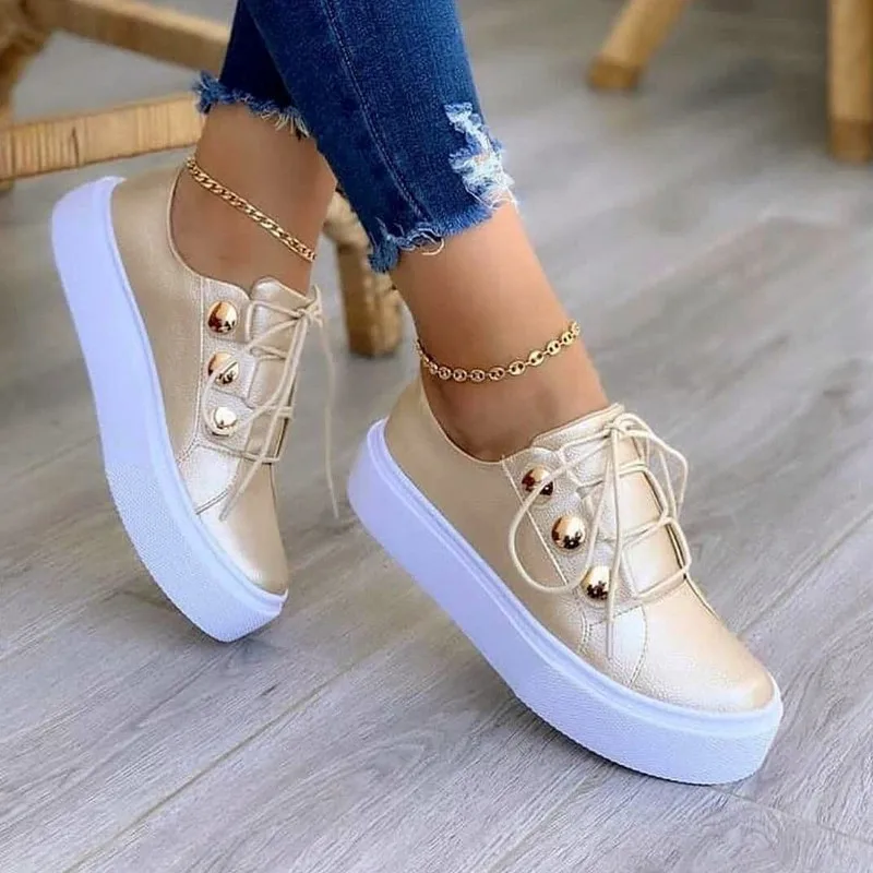 Causal Sports Shoes Women Lace-Up Round Toe Thick Bottom Platform Pumps 2021 Autumn Winter Leather Metal Flats Shoes Plus Size
Causal Sports Shoes Women Lace-Up Round Toe Thick Bottom Platform Pumps 2021 Autumn Winter Leather Metal Flats Shoes Plus Size