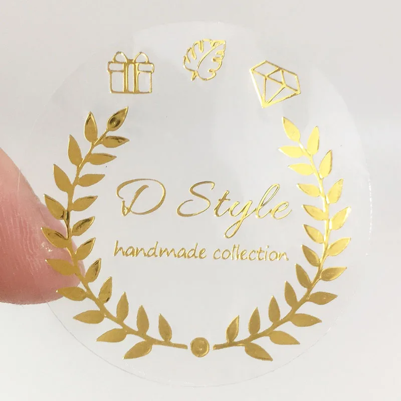 

100PCS/Lot Gold Foil Custom Stickers 3CM 4CM 5CM Personalized Logo Labels Hot Stamp 6cm 7cm 8cm Any Size can be Made For Wedding