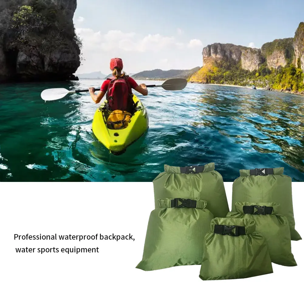 

Drybag Waterproof Dry Bag Lightweight Snorkeling Drifting Bag For Camping Boating Kayaking Rafting Drifting Black 5PCS Drybag