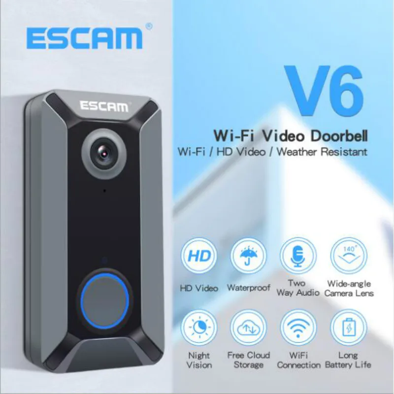 Newst Waterproof Doorbell V6 Wifi Mini IP Camera HD P2P indoor Surveillance Night Vision Security CCTV Camera with Chime
Newst Waterproof Doorbell V6 Wifi Mini IP Camera HD P2P indoor Surveillance Night Vision Security CCTV Camera with Chime