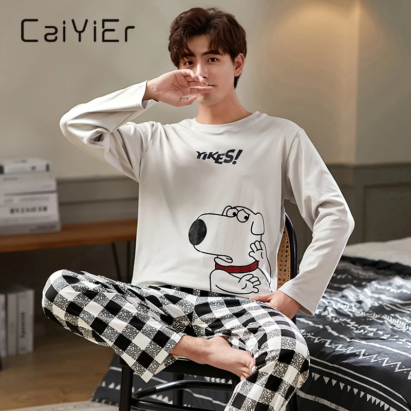 CAIYIER Autumn Winter Men Pajamas Set Cute Cartoon Print Sleepwear Soft Loose O-Neck Male Nightwear Plus Size Lounge Wear M-3XL
CAIYIER Autumn Winter Men Pajamas Set Cute Cartoon Print Sleepwear Soft Loose O-Neck Male Nightwear Plus Size Lounge Wear M-3XL