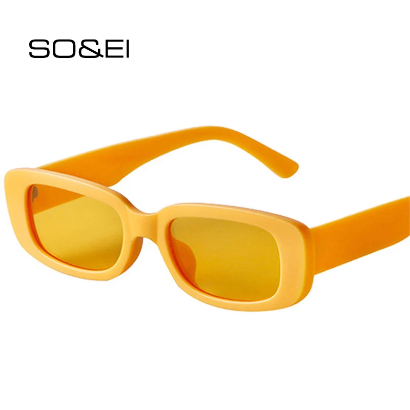 Фото Модные маленькие прямоугольные цветные солнцезащитные очки SO & EI для женщин и
