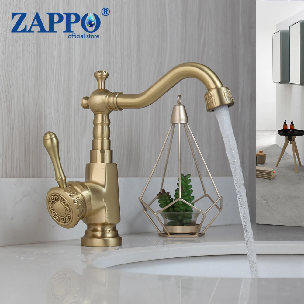 ZAPPO Water Saving Brushed Gold Bathroom Faucet Single Hole Hot And Cold Water Faucets Solid Brass Bathroom Hotel Faucet Mixer
ZAPPO Water Saving Brushed Gold Bathroom Faucet Single Hole Hot And Cold Water Faucets Solid Brass Bathroom Hotel Faucet Mixer