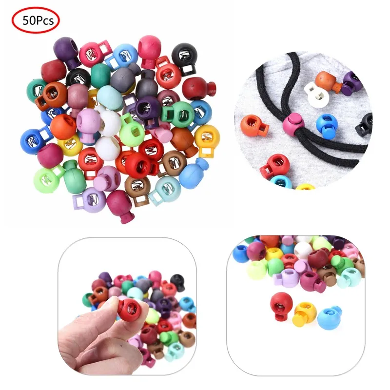 

50Pc Plastic Toggle Spring Loaded Elastic Drawstring Rope Cord Locks Clip Ends Luggage Lanyard Stopper Sliding Fastener Buttons