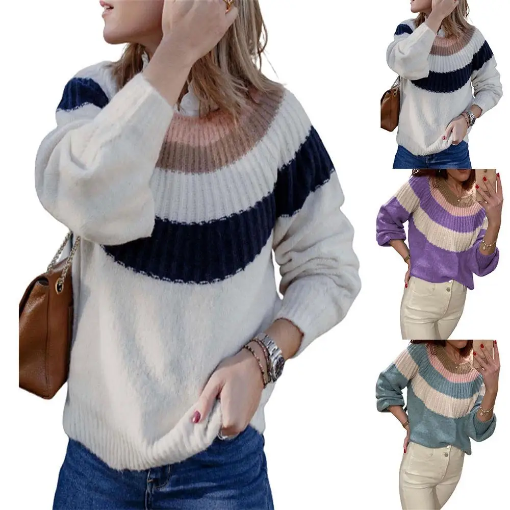 Womens Stitching Color Warm Sweater Round Neck Loose Pullovers Jumper Tops Casual Autumn Winter
Womens Stitching Color Warm Sweater Round Neck Loose Pullovers Jumper Tops Casual Autumn Winter