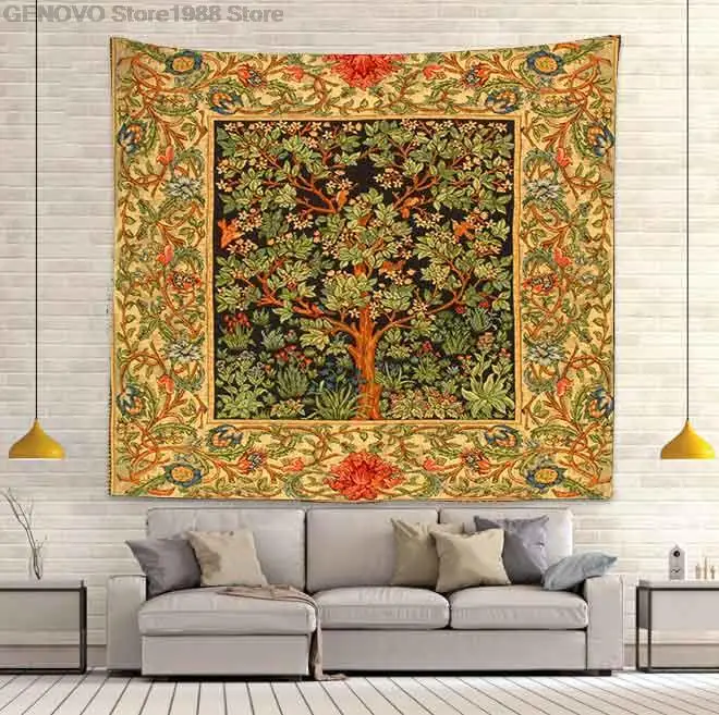 

Simsant Trippy Kunst Tapisserie Baum des Lebens Böhmen Blume Kunst Wand Hängen Wandteppiche für Wohnzimmer Hause Wohnheim Dekor