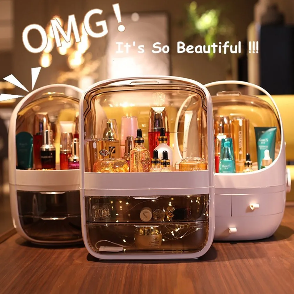 Makeup Organizer Holder with Dust Free Cover Portable Handle,Fully Open Waterproof Lid, for Bathroom Countertop Bedroom Dresser
Makeup Organizer Holder with Dust Free Cover Portable Handle,Fully Open Waterproof Lid, for Bathroom Countertop Bedroom Dresser