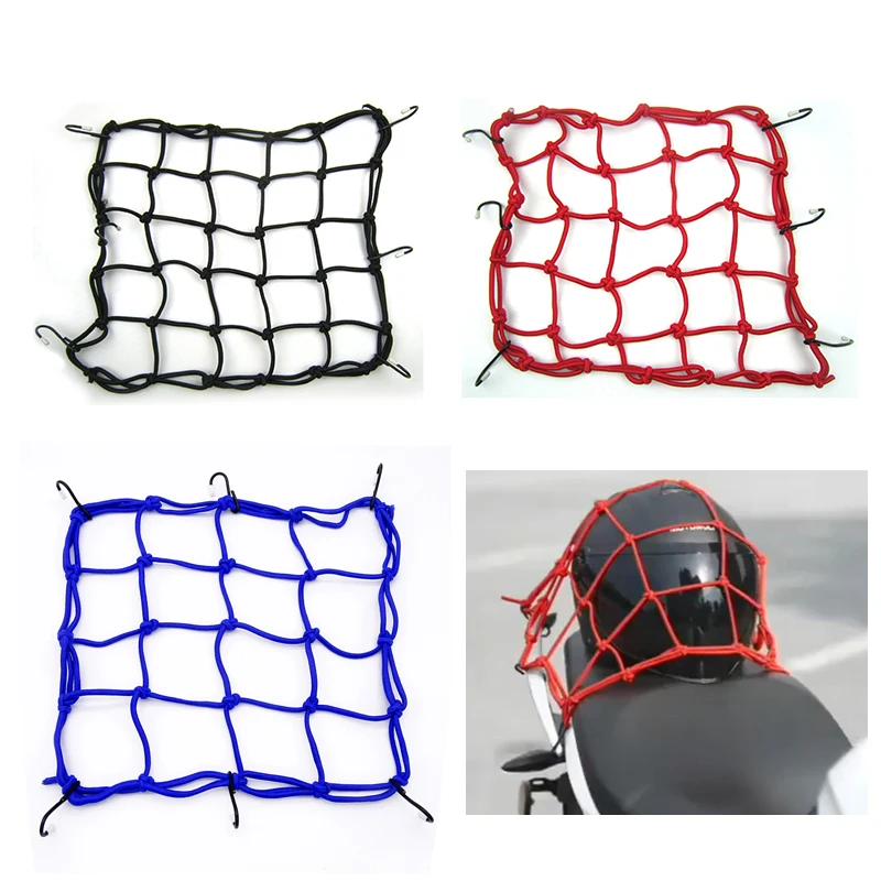 

30*30cm Bungee Cargo Net Motorcycle Cord Helmet Storage Mesh Adjustable FOR Yamaha ttr250 wr250f xj600 fz25 YZF-R1 YZF R15 V3