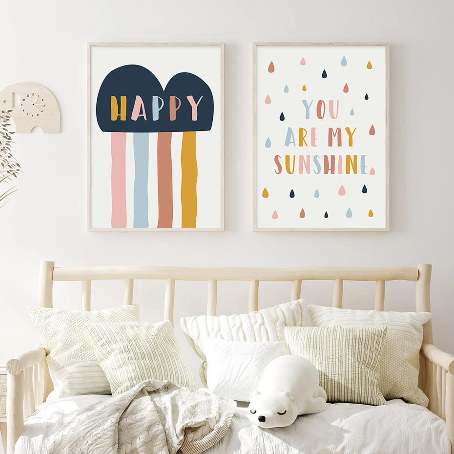 Happy Colour You Are My Sunshine Nursery Wall Art Pictures Canvas painting Baby Bedroom Decoration Poster Decorations For Home
Happy Colour You Are My Sunshine Nursery Wall Art Pictures Canvas painting Baby Bedroom Decoration Poster Decorations For Home