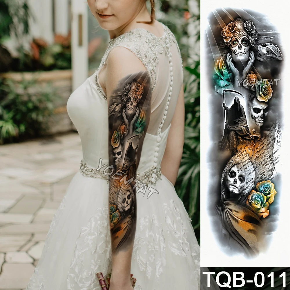 New 1 Piece Temporary Tattoo Sticker Skull clock pattern Full Flower Tattoo with Arm Body Art Big Large Fake Tattoo Sticker
New 1 Piece Temporary Tattoo Sticker Skull clock pattern Full Flower Tattoo with Arm Body Art Big Large Fake Tattoo Sticker