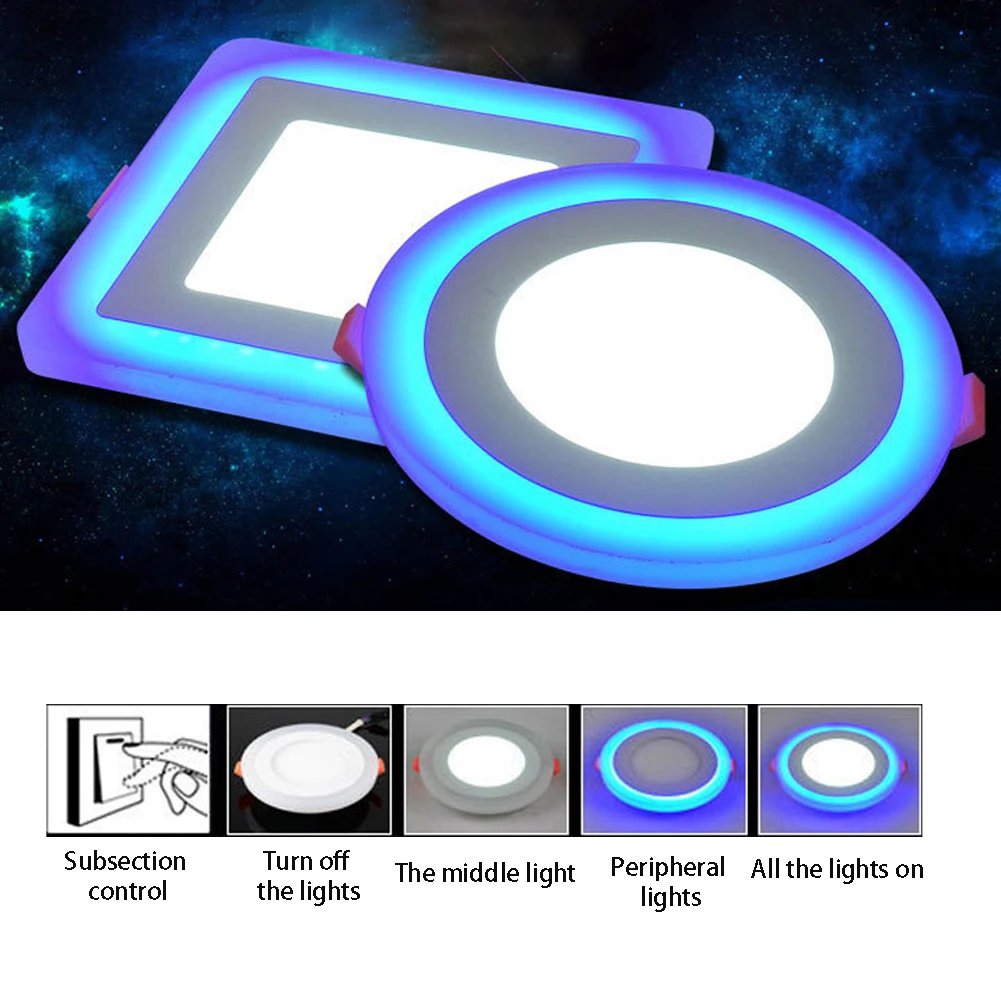 Ceiling Light LED Modern Circular Square Panel Lamp White Blue Double Color Indoor Lighting Ceiling Round Recessed Luminaires 
Ceiling Light LED Modern Circular Square Panel Lamp White Blue Double Color Indoor Lighting Ceiling Round Recessed Luminaires