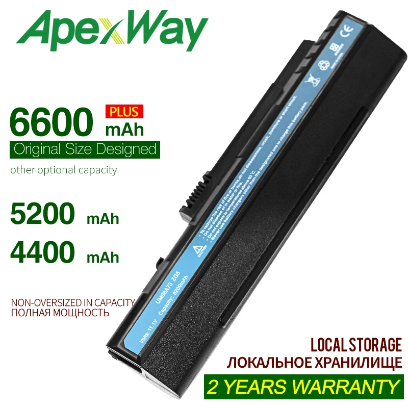 ApexWay черный 11 1 В новый аккумулятор UM08A31 для Acer Aspire One A110 A150 D150 D210 D250 ZG5 UM08A32 UM08A51 UM08A52