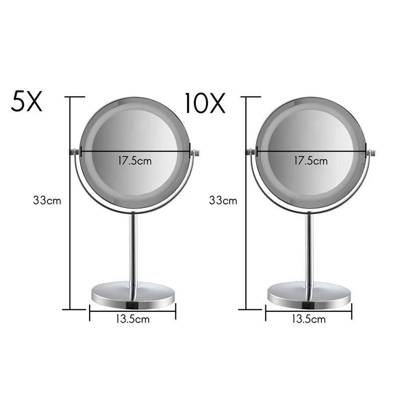 Makeup Vanity Mirror with LED Lights 7 Inch Double Sided Magnification Contact Control 360 degreeRotation Mirror
Makeup Vanity Mirror with LED Lights 7 Inch Double Sided Magnification Contact Control 360 degreeRotation Mirror