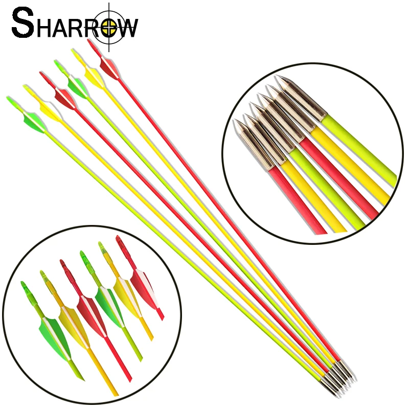 10pcs Archery Fiberglass Arrow 31Inches OD 6mm with Shield-Shaped Feather for Recurve/Compound Bow Hunting Shooting Accessories
10pcs Archery Fiberglass Arrow 31Inches OD 6mm with Shield-Shaped Feather for Recurve/Compound Bow Hunting Shooting Accessories