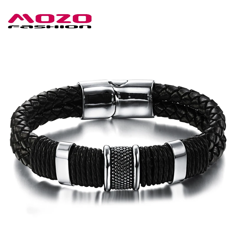 Male Charm Bracelet Black Leather Bangle Stainless Steel Magnetic Clasps Vintage Jewelry MPH891
Male Charm Bracelet Black Leather Bangle Stainless Steel Magnetic Clasps Vintage Jewelry MPH891