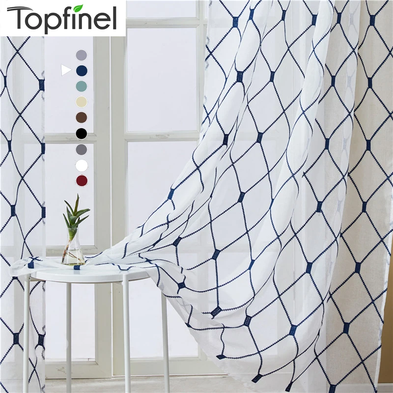 Topfinel белые прозрачные шторы с геометрическим узором и вышивкой вуаль тюль