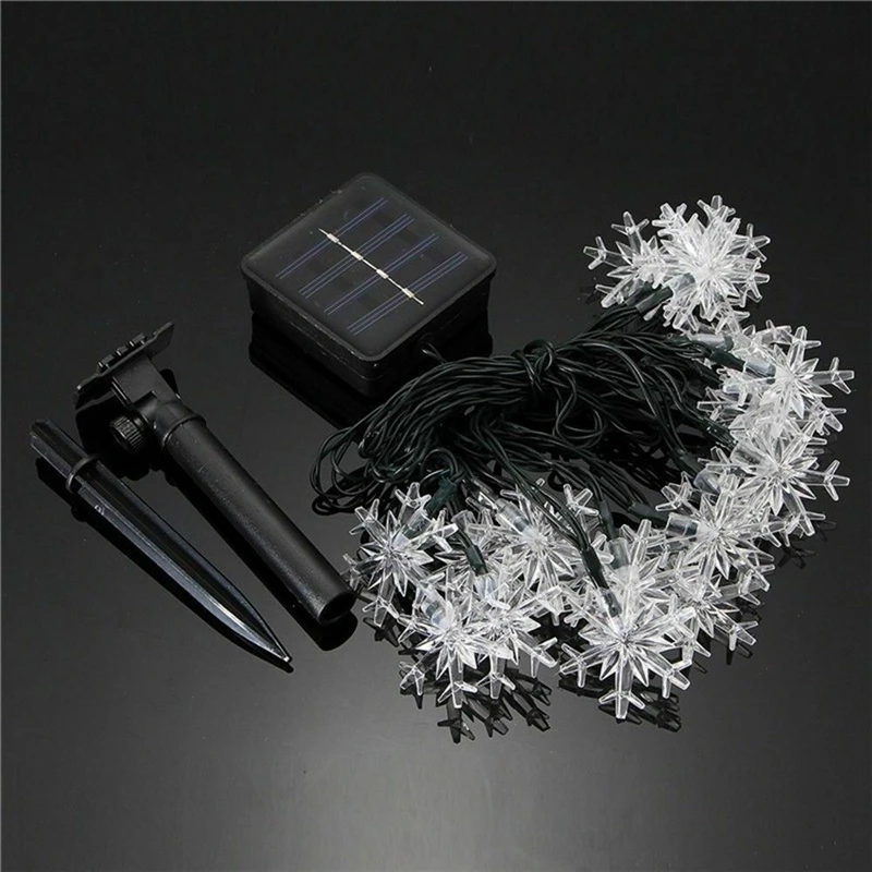 Solar 30 LED Snowflake Fairy String Lights Garden Xmas Wedding Party Decor Lamp Indoor Outdoor Chrismas Atmosphere Lighting Dec | Лампы и
