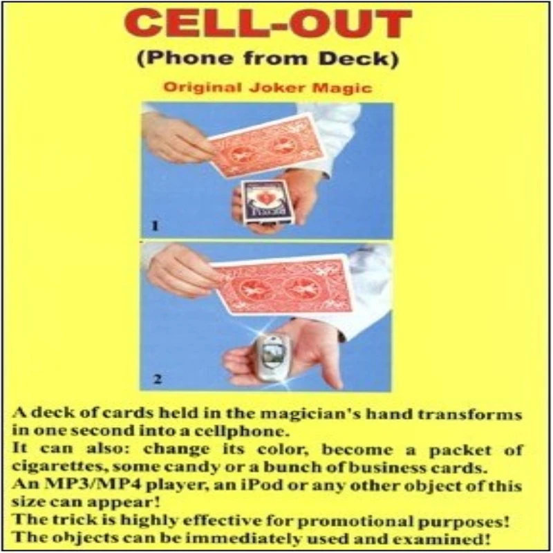 Cell-Out (Cell Phone From Card) Appearing Magicians Magic Tricks prop Close Up Card Magie Illusion Comedy Deck to object Magica
Cell-Out (Cell Phone From Card) Appearing Magicians Magic Tricks prop Close Up Card Magie Illusion Comedy Deck to object Magica