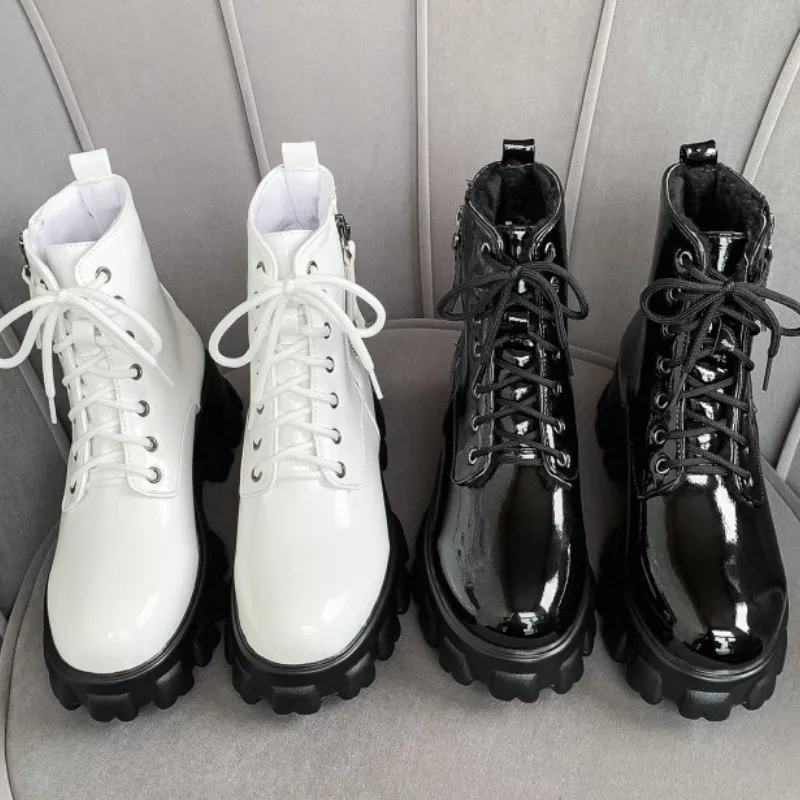 Fanyuan Boots New Autumn Winter Round Toe Platform Antiskid Ankle Boots Lace Up Fashion Thick Heel Zipper Women Shoes Size 32-46
Fanyuan Boots New Autumn Winter Round Toe Platform Antiskid Ankle Boots Lace Up Fashion Thick Heel Zipper Women Shoes Size 32-46
