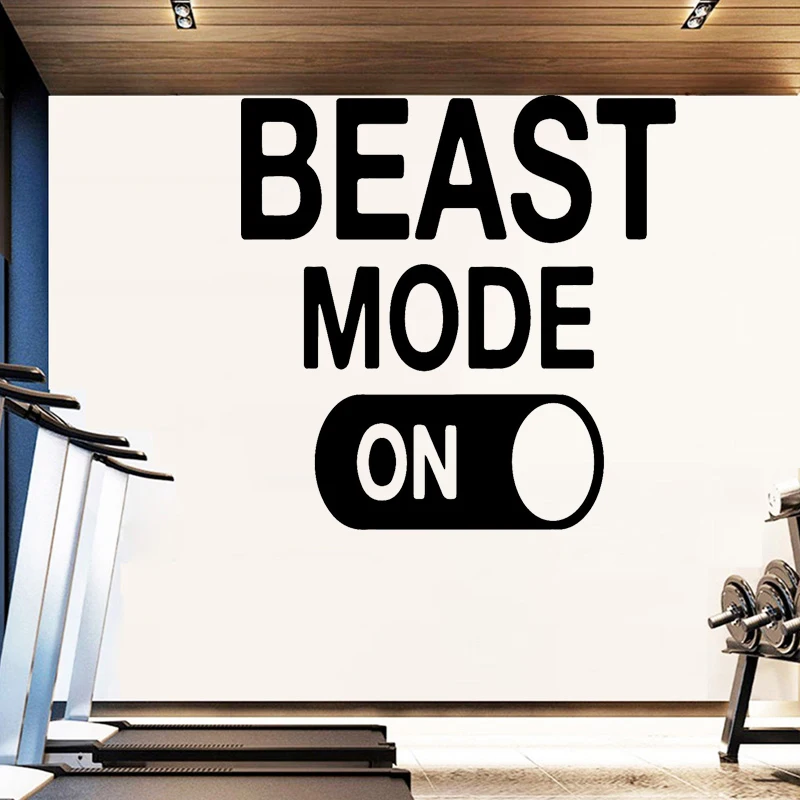 

Gym Wall Sticker Fitness Club Vinyl Decal Quotes Beast Mode On Wall Decor Phrase Exercise Slogan Art Mural Removable Creative