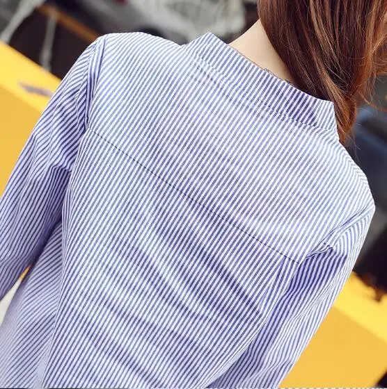 summer new shirts women sexy turn-down collar long sleeve shirt casual white and blue striped T-shirt chemisier femme
summer new shirts women sexy turn-down collar long sleeve shirt casual white and blue striped T-shirt chemisier femme