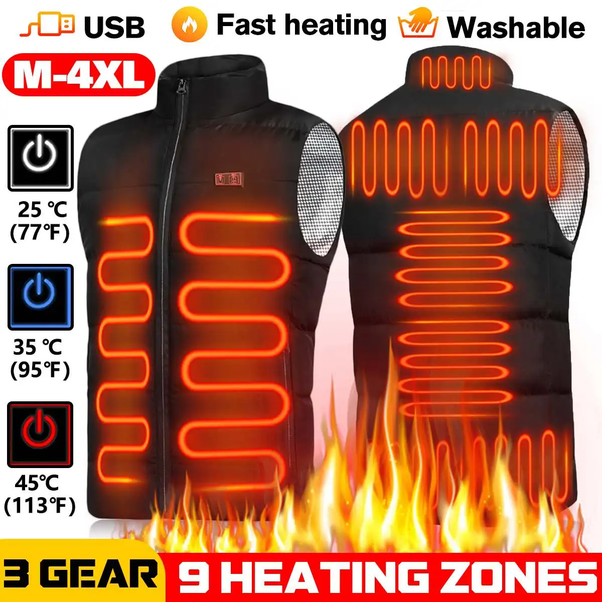 Electric Heated Vest Jackets Men Women's 9 Heated Zones Graphene Sportswear USB Heating Heat Coat Camping Waterproof Down Jacket
Electric Heated Vest Jackets Men Women's 9 Heated Zones Graphene Sportswear USB Heating Heat Coat Camping Waterproof Down Jacket