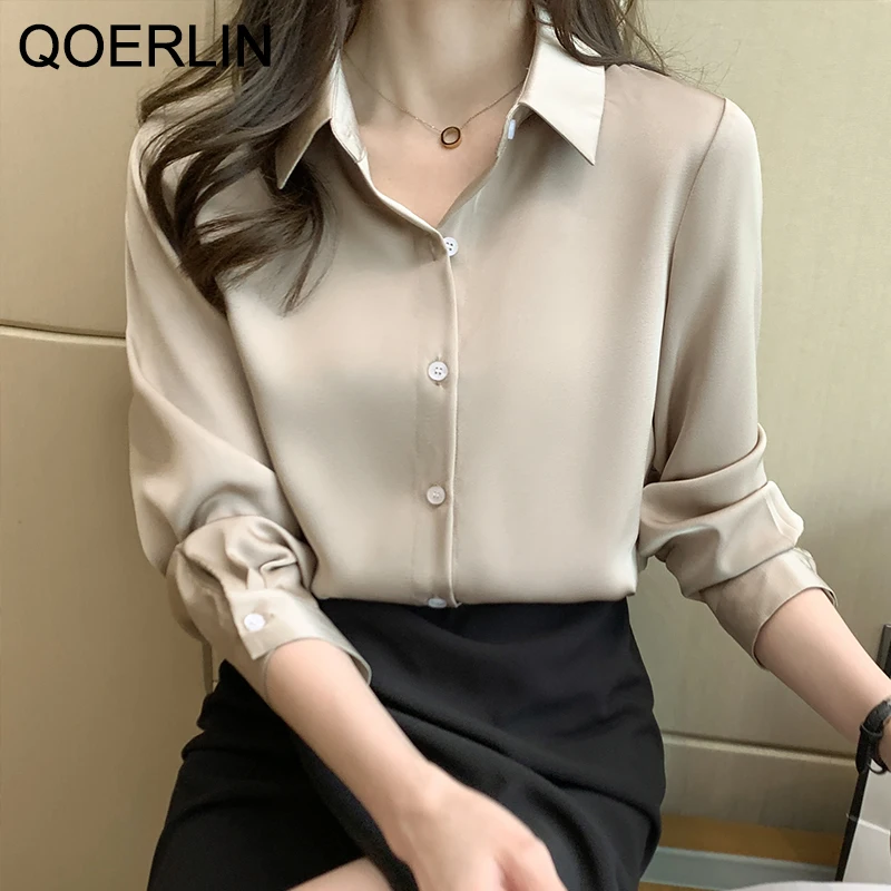 QOERLIN Elegant OL Formal Satin Shirt Women Fashion All-match Long Sleeve Shirt Office Ladies Plus Size Buttons Tops Shirt S-2XL
QOERLIN Elegant OL Formal Satin Shirt Women Fashion All-match Long Sleeve Shirt Office Ladies Plus Size Buttons Tops Shirt S-2XL