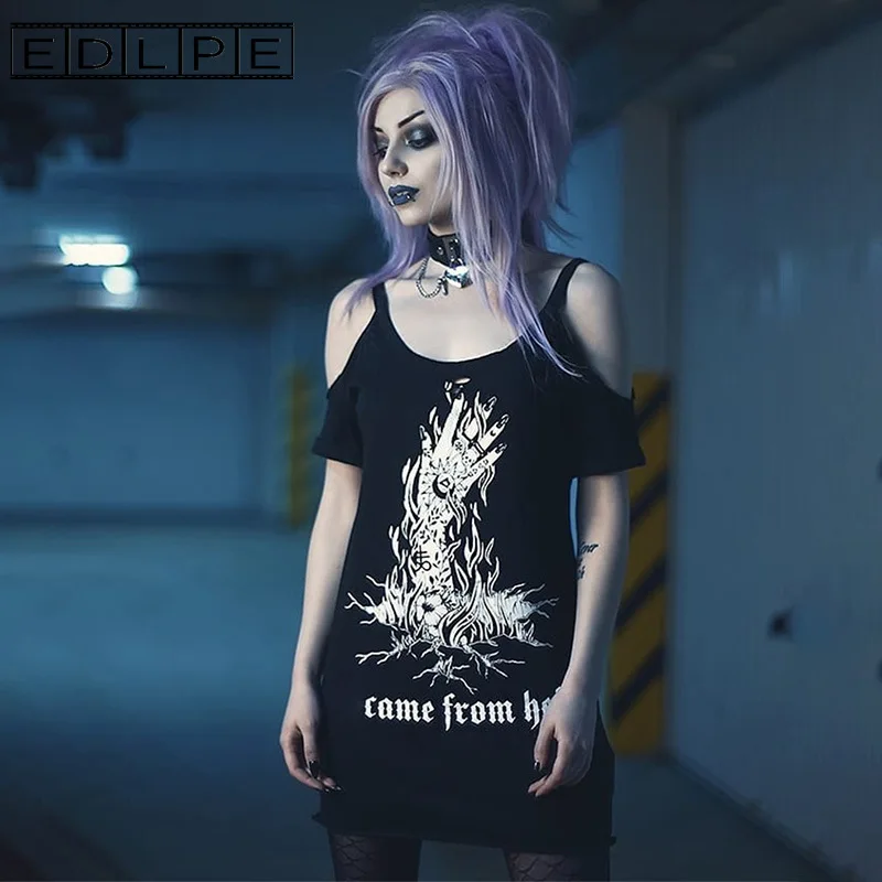 Printing Off Shoulder Strap T-shirt Dark Wind Ins Street Bat Sleeve Short Sleeve Women Gothic Unif Kawaii Punk Clothes
Printing Off Shoulder Strap T-shirt Dark Wind Ins Street Bat Sleeve Short Sleeve Women Gothic Unif Kawaii Punk Clothes