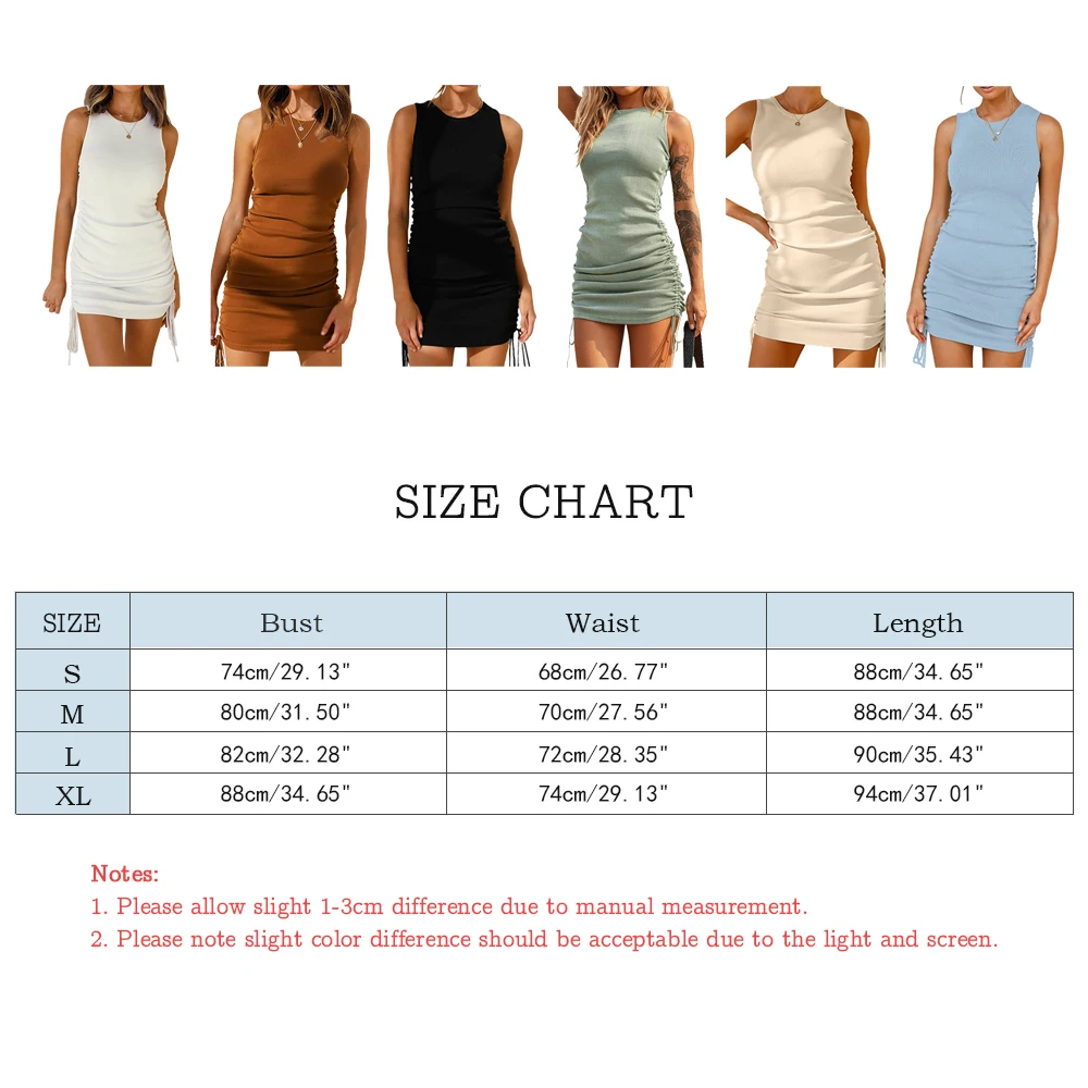 Summer Bodycon Vest Dress Women Vintage Ruched Drawstring Skinny Sexy Sleeveless Club Party Black Stretch Elegant Mini Dress XL
Summer Bodycon Vest Dress Women Vintage Ruched Drawstring Skinny Sexy Sleeveless Club Party Black Stretch Elegant Mini Dress XL