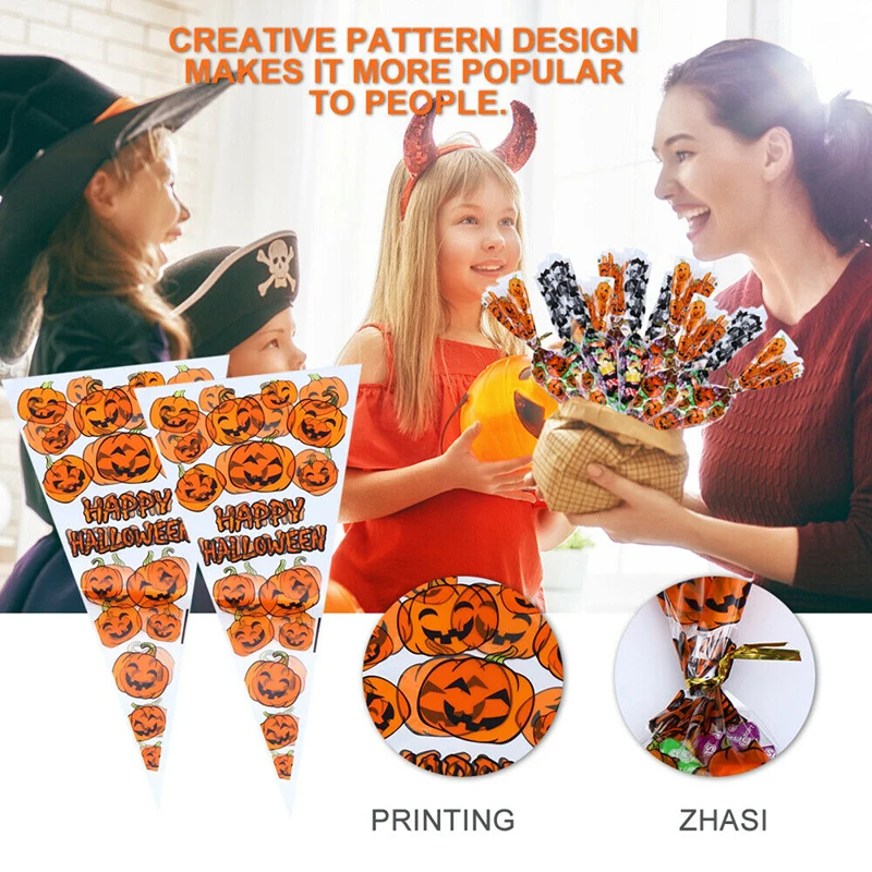 100PCS Halloween Cone Bags Halloween Treat Candy Bags Pumpkin Bat Spider Pattern Candy Package for Festivals Party Favor
100PCS Halloween Cone Bags Halloween Treat Candy Bags Pumpkin Bat Spider Pattern Candy Package for Festivals Party Favor