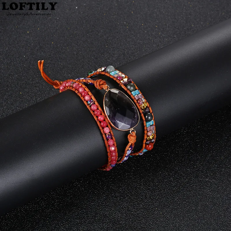 Fashion Beaded Natural Stone Bracelet Pink Quartz Leather Wrap Bracelets for Women Rose Gems Crystal Beads Bohemia Jewelry
Fashion Beaded Natural Stone Bracelet Pink Quartz Leather Wrap Bracelets for Women Rose Gems Crystal Beads Bohemia Jewelry