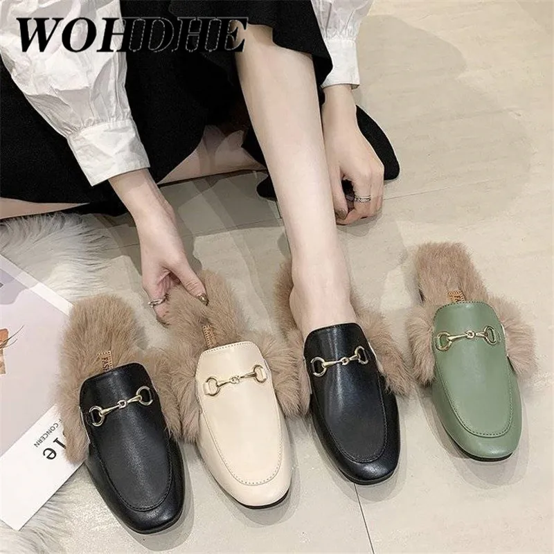 Winter Women's Black Retro Fashion Loafers Square Toe Slip on 2021 Flat Outdoor Slippers with Furry and Buckle Backless Slipper
Winter Women's Black Retro Fashion Loafers Square Toe Slip on 2021 Flat Outdoor Slippers with Furry and Buckle Backless Slipper